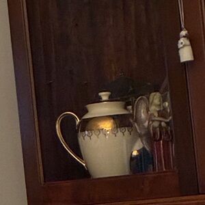 Elegant Cream and Gold Teapot